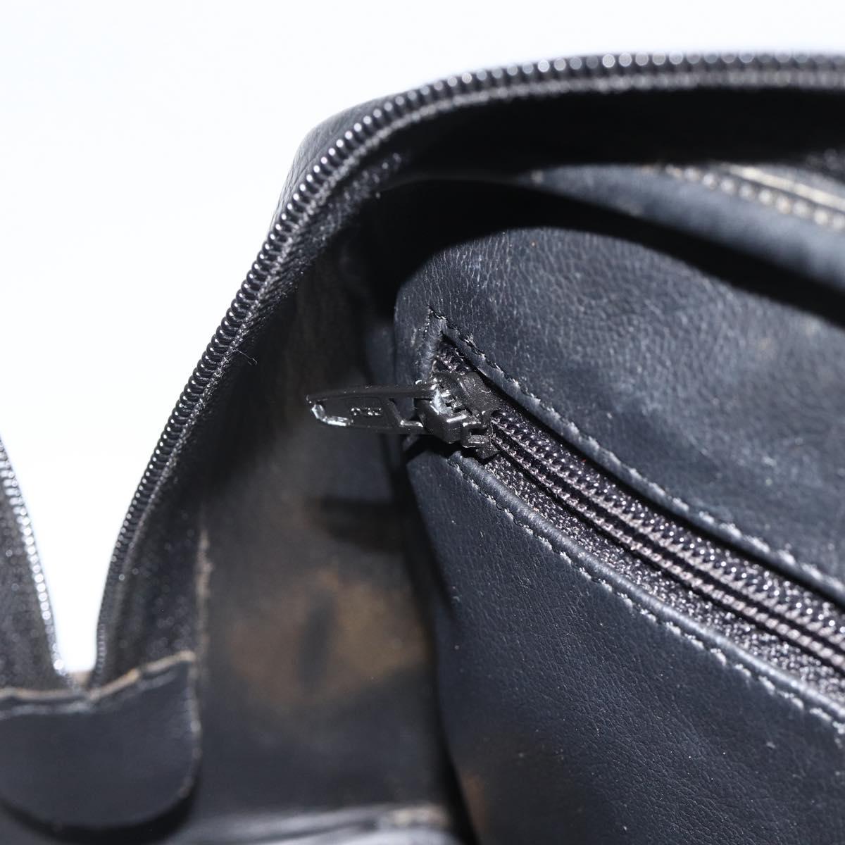 Christian Dior Hand Bag Leather Black Gold Auth BA11579A