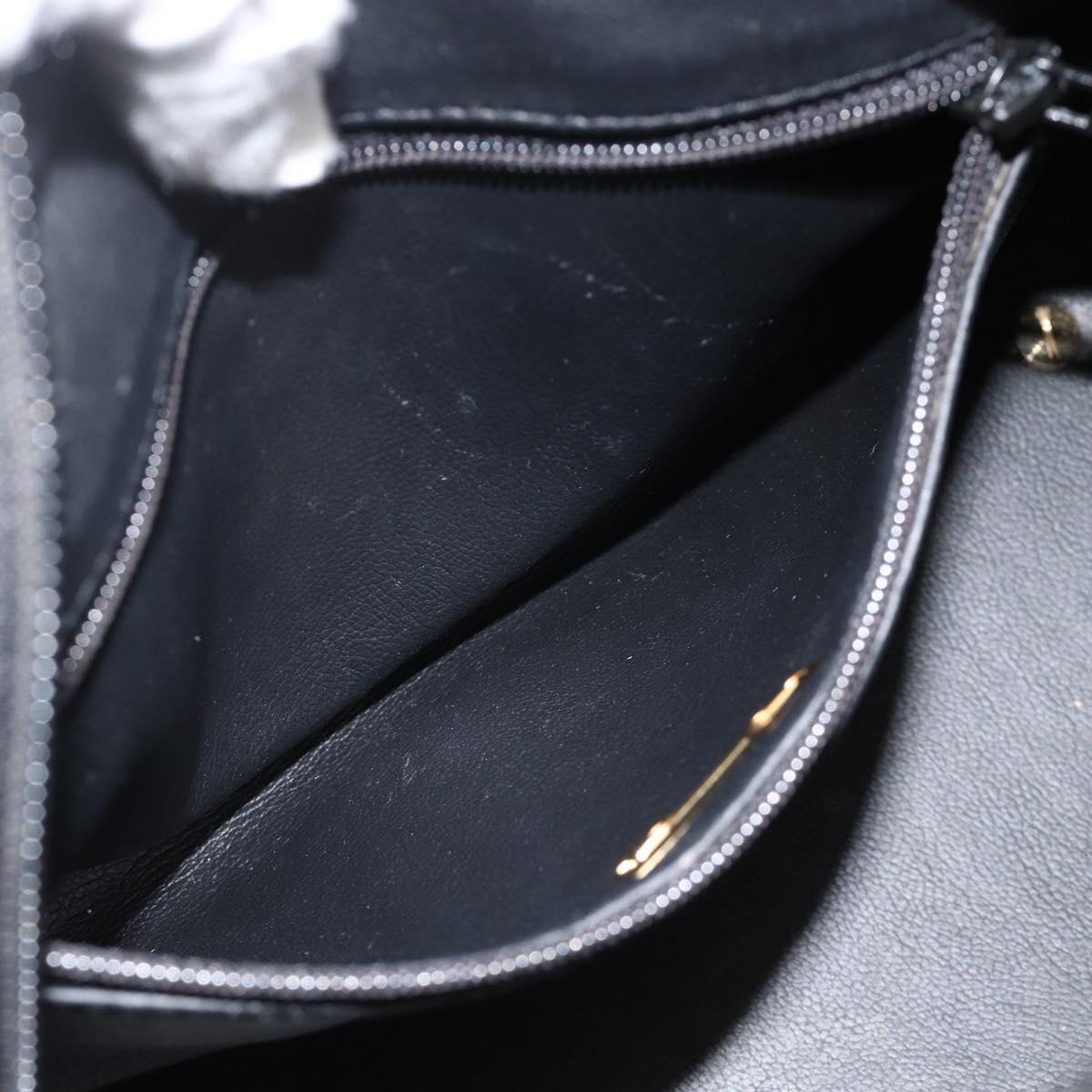 Christian Dior Hand Bag Leather Black Gold Auth BA11579A