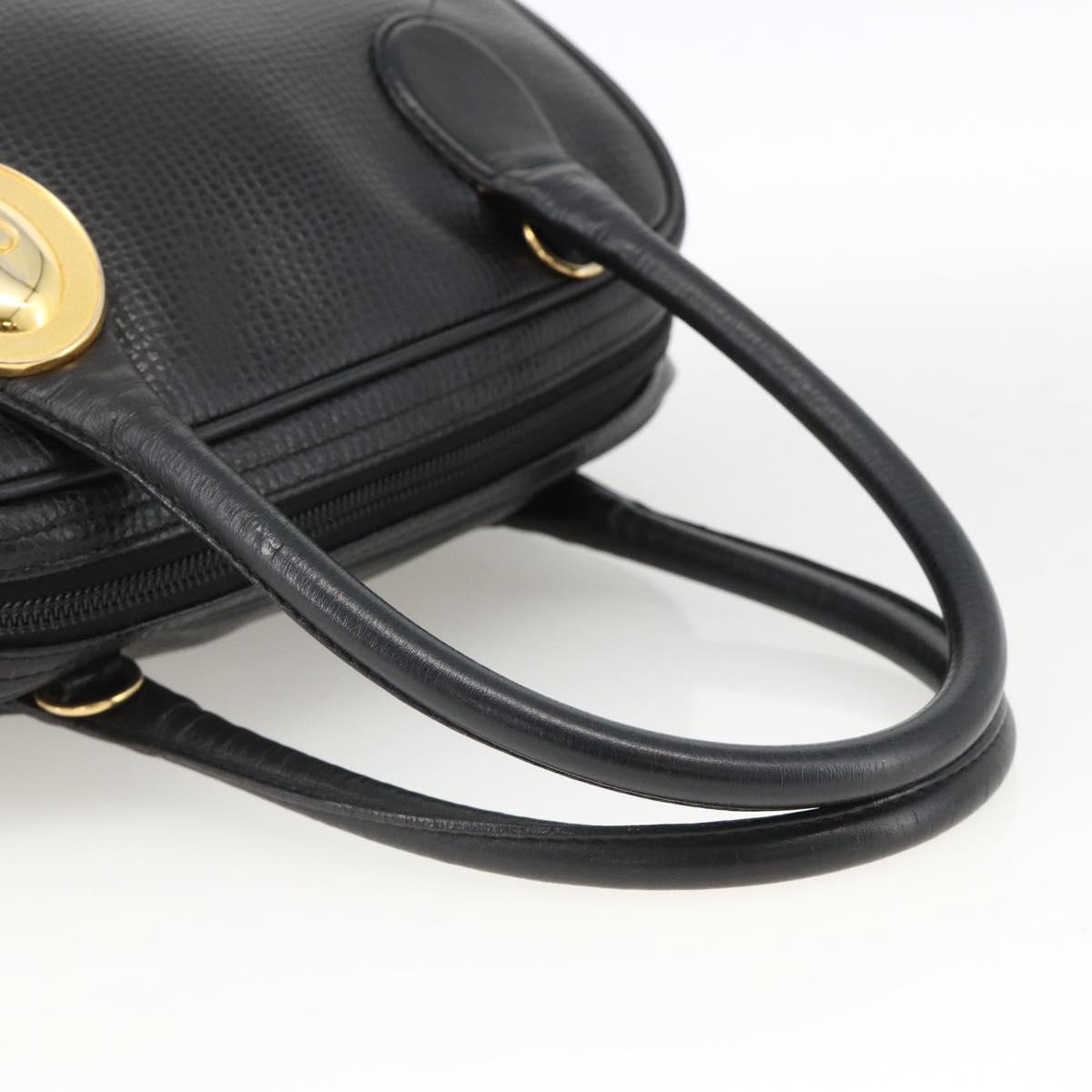 Christian Dior Hand Bag Leather Black Gold Auth BA11579A