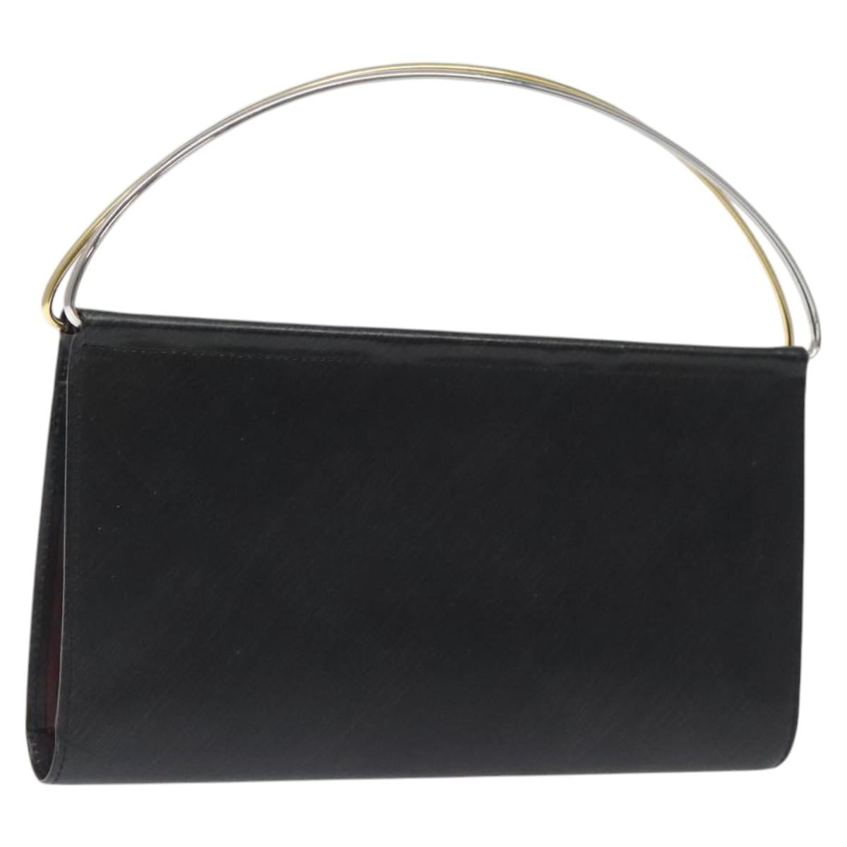 CARTIER Hand Long Wallet Leather Black Auth BA1158