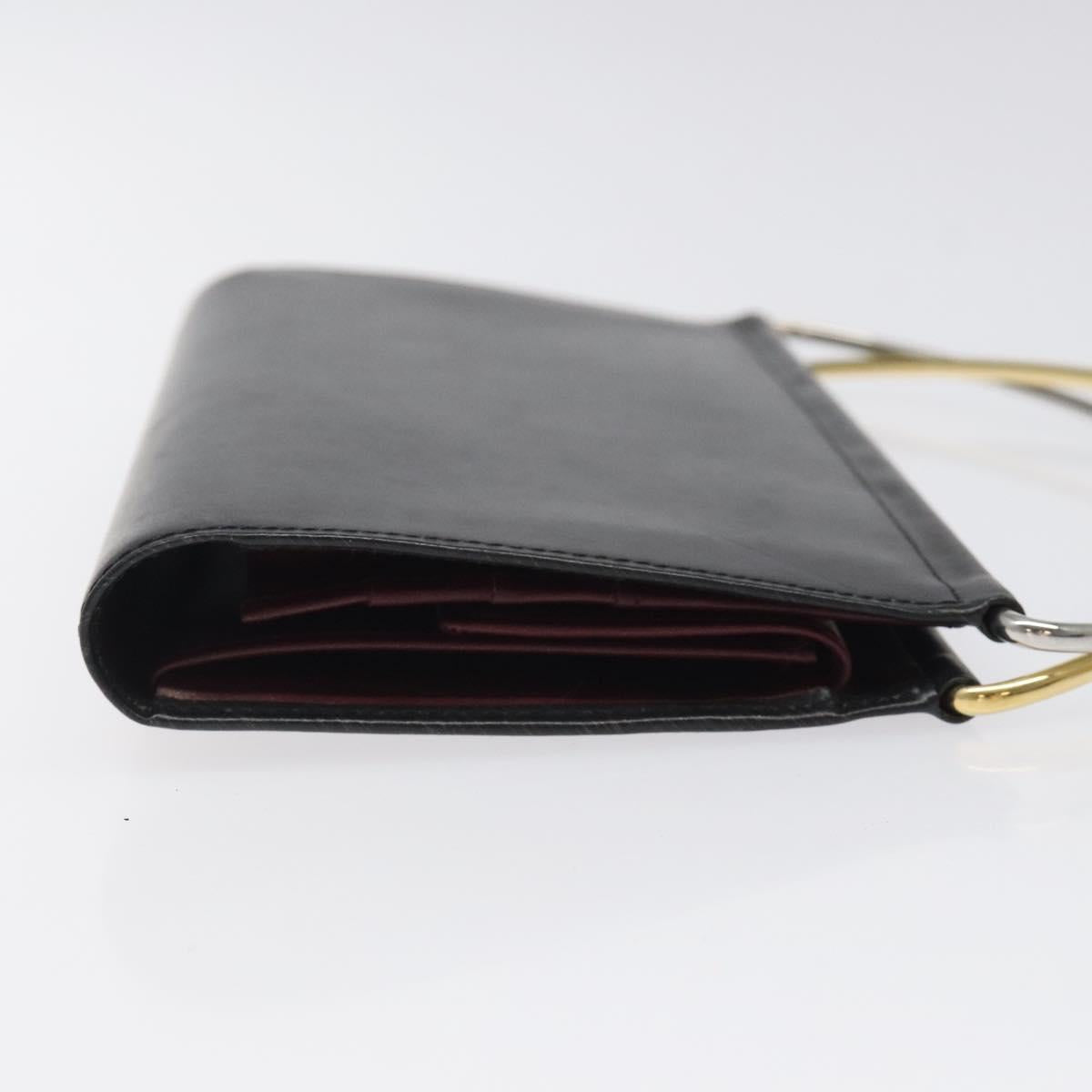 CARTIER Hand Long Wallet Leather Black Auth BA1158