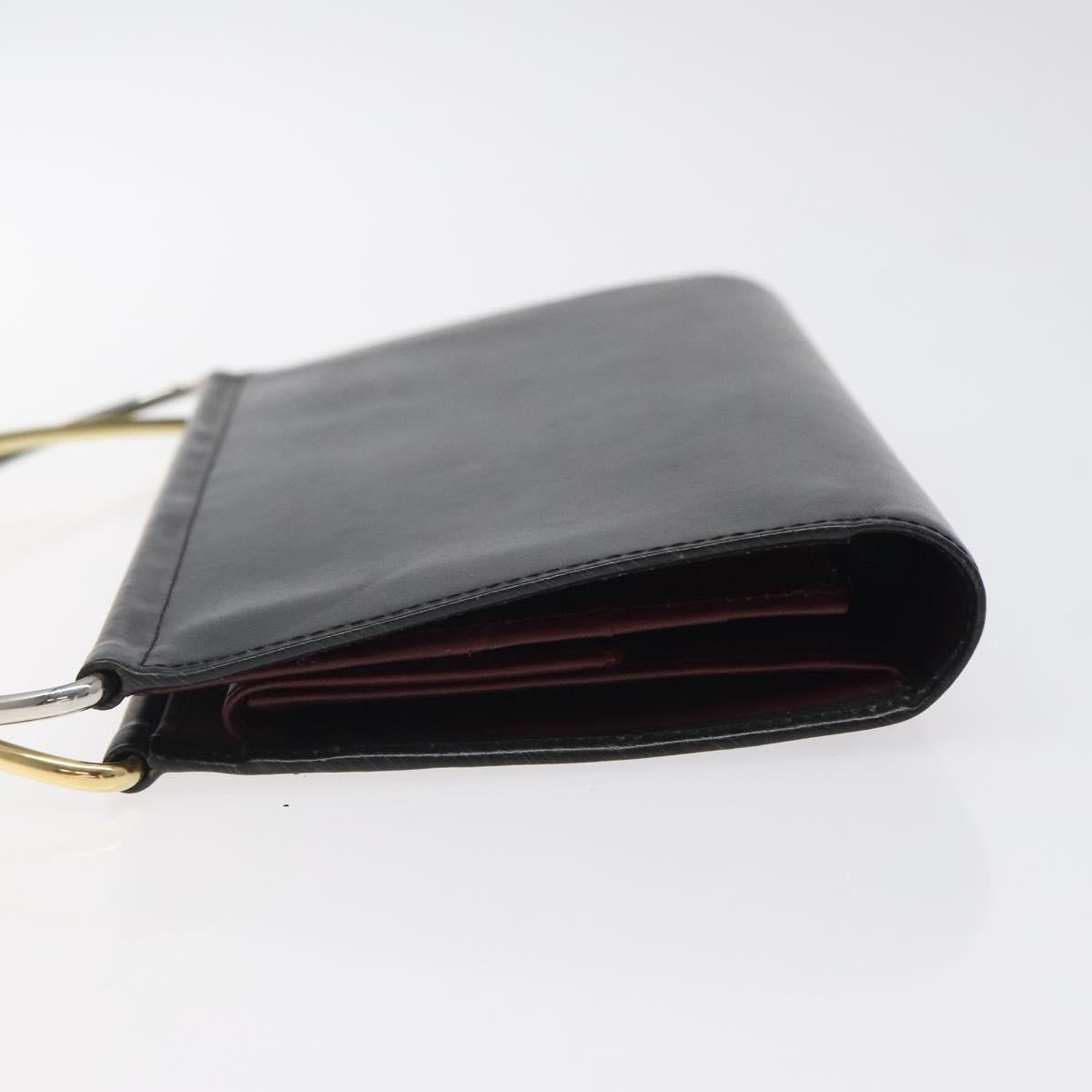 CARTIER Hand Long Wallet Leather Black Auth BA1158