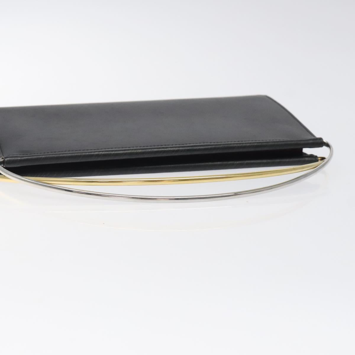 CARTIER Hand Long Wallet Leather Black Auth BA1158