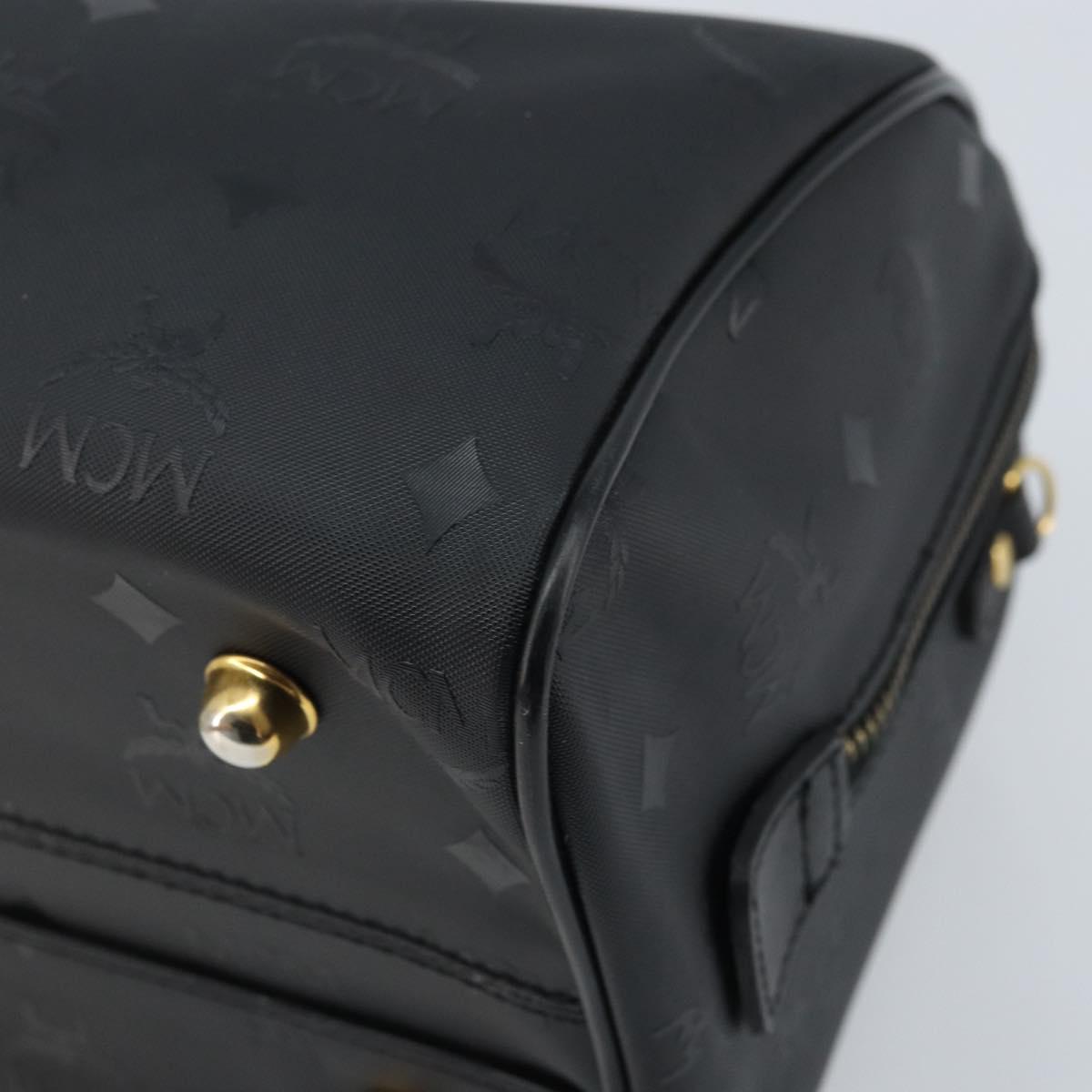 MCM Logogram Vicetos Hand Bag PVC Black Gold Auth BA11589