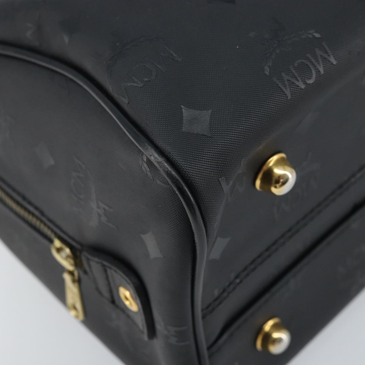 MCM Logogram Vicetos Hand Bag PVC Black Gold Auth BA11589