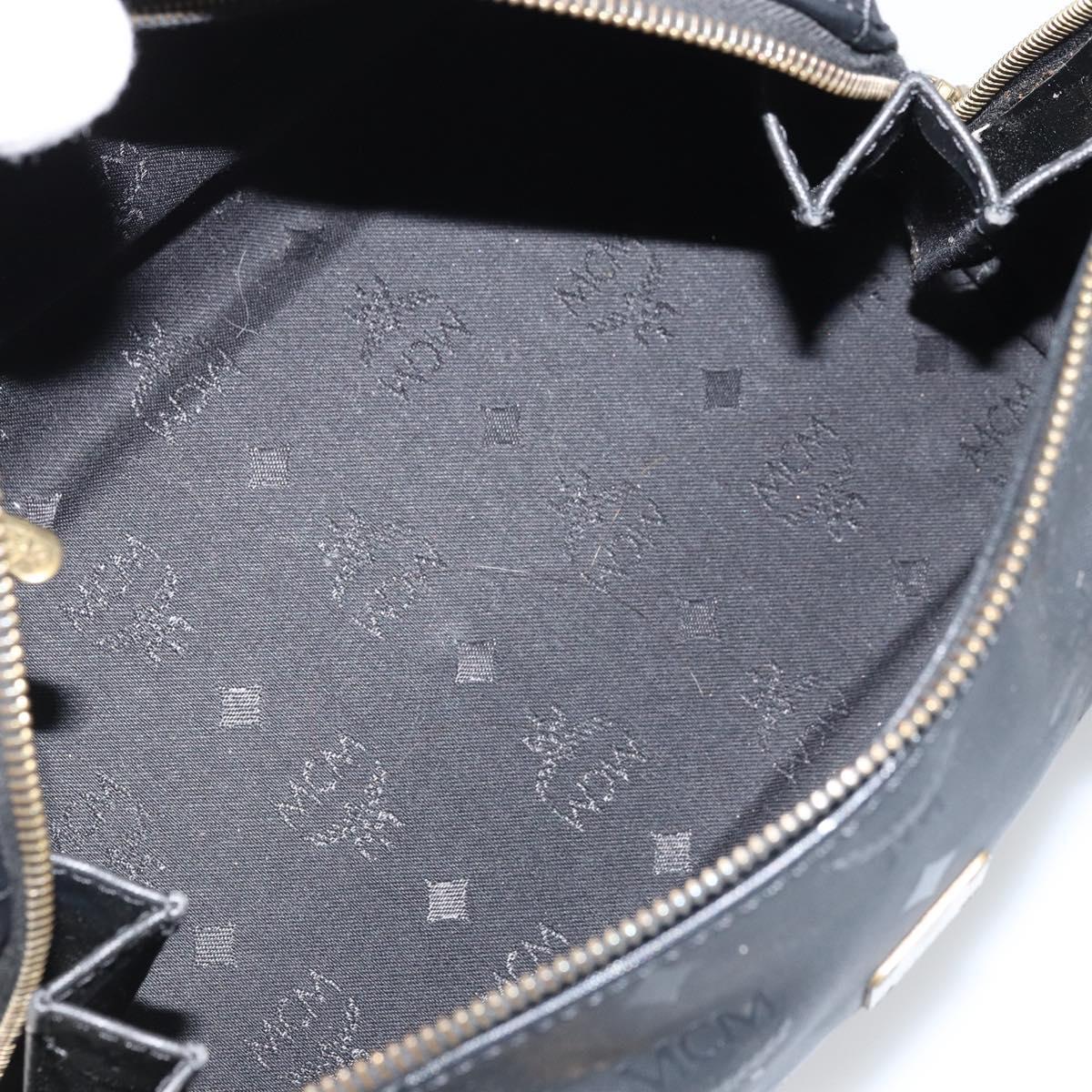 MCM Logogram Vicetos Hand Bag PVC Black Gold Auth BA11589