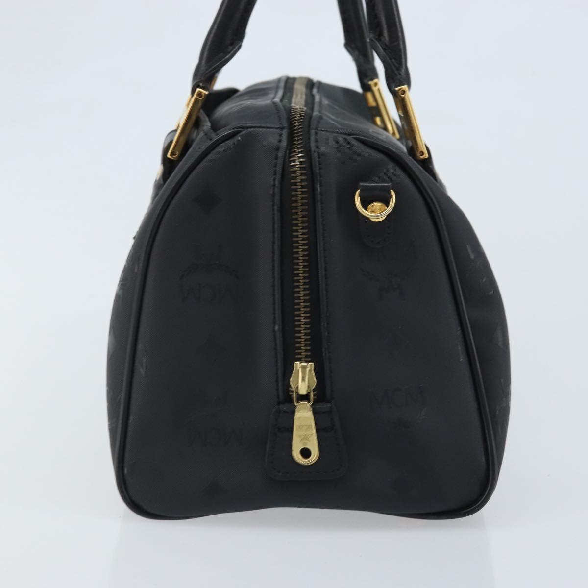 MCM Logogram Vicetos Hand Bag PVC Black Gold Auth BA11589