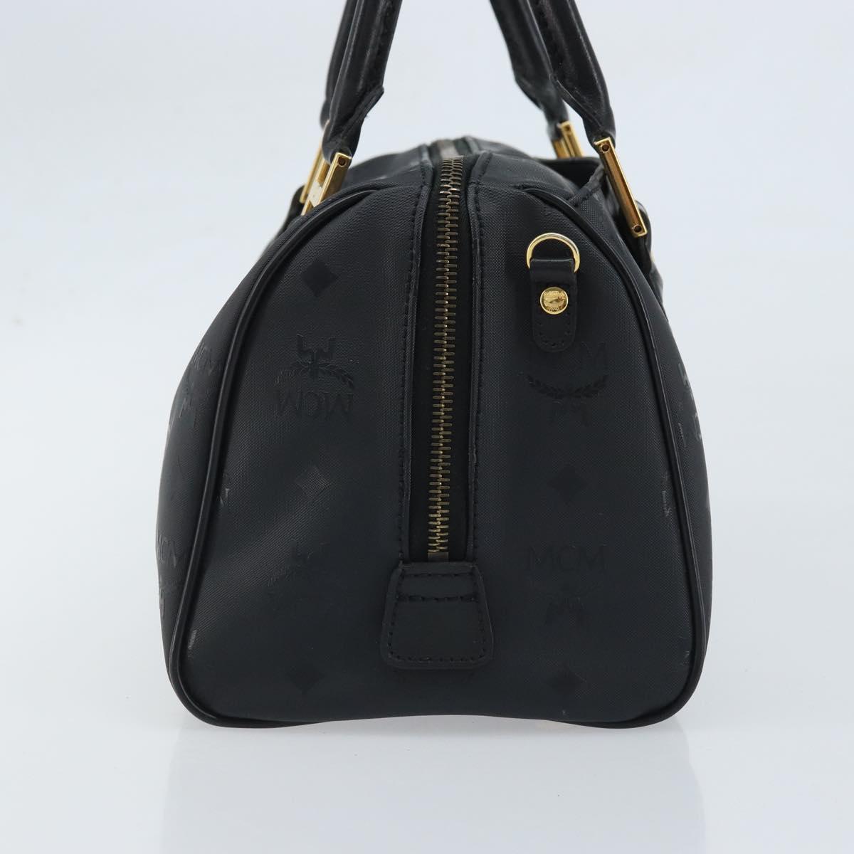 MCM Logogram Vicetos Hand Bag PVC Black Gold Auth BA11589