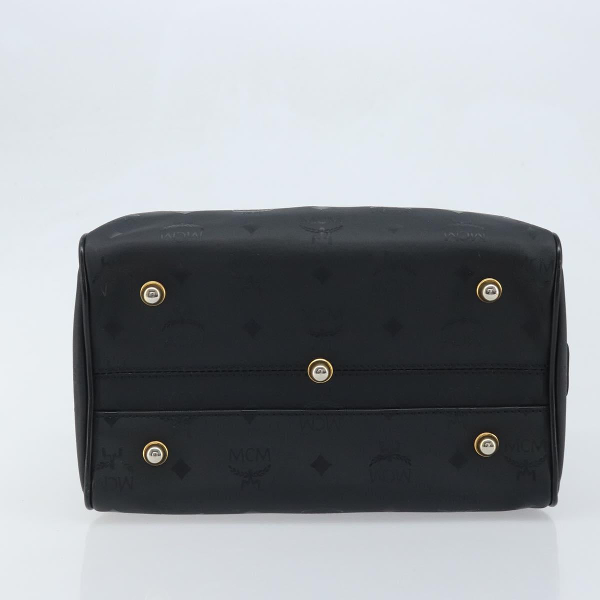 MCM Logogram Vicetos Hand Bag PVC Black Gold Auth BA11589