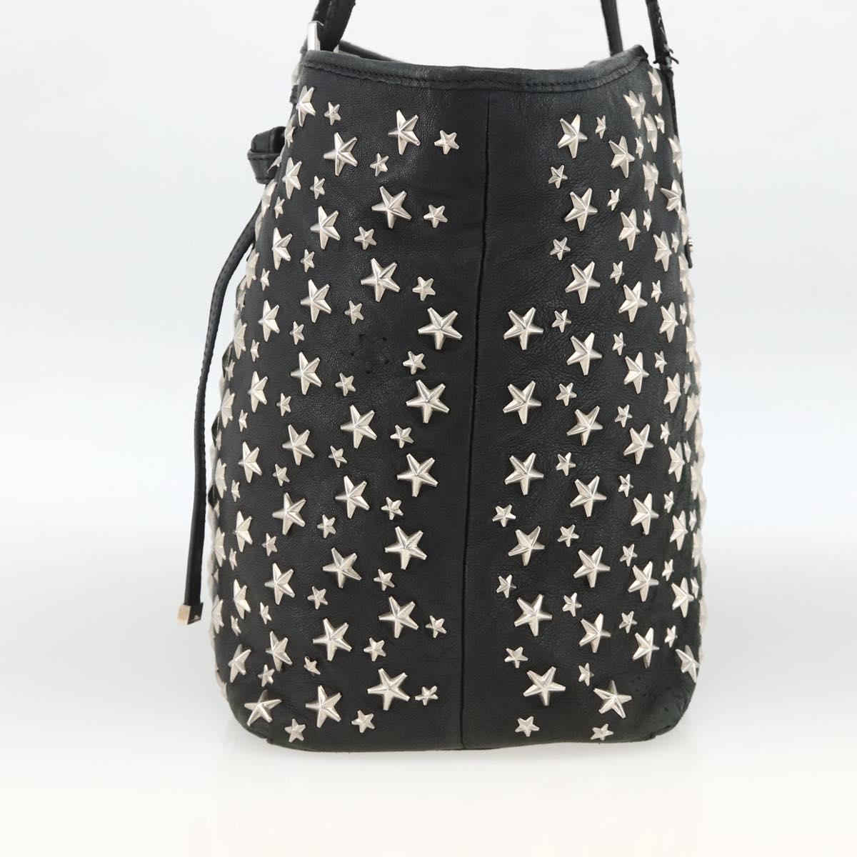 Jimmy Choo Tote Bag Leather Black Silver Auth BA11590
