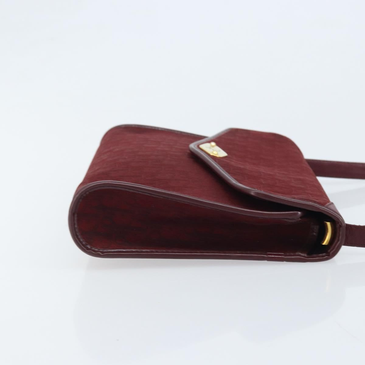 Christian Dior Trotter Canvas Shoulder Bag Red Gold Auth BA11606