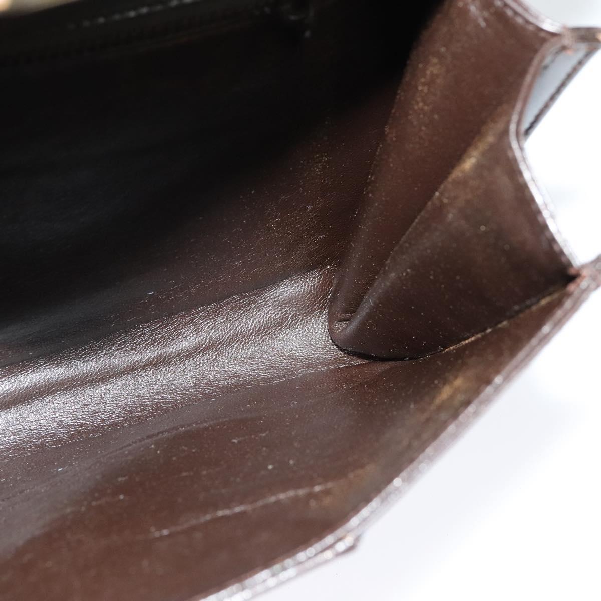 BALLY Shoulder Bag Leather Dark Brown Gold Auth BA1161