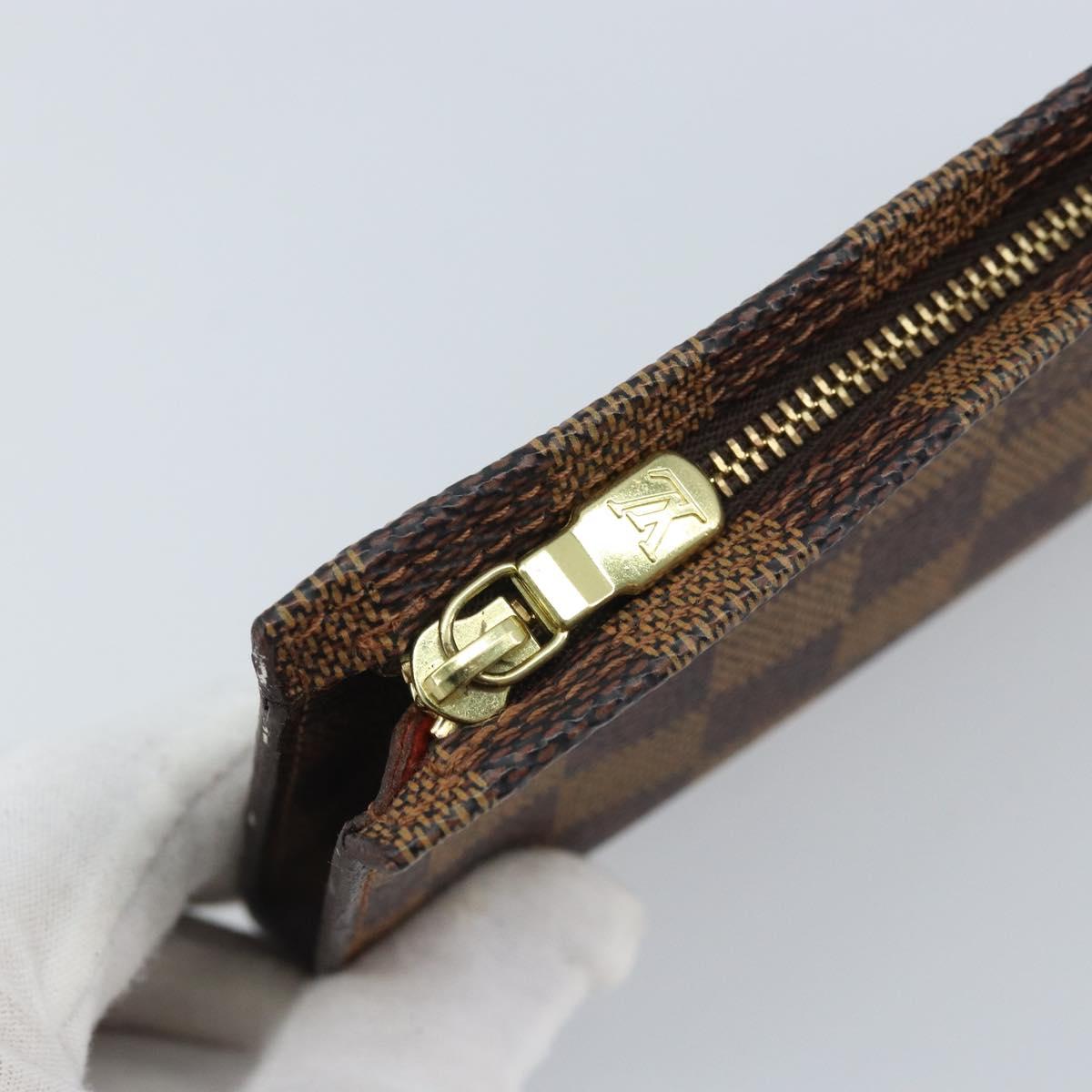 LOUIS VUITTON Damier Ebene Marais Pouch LV Auth BA11616