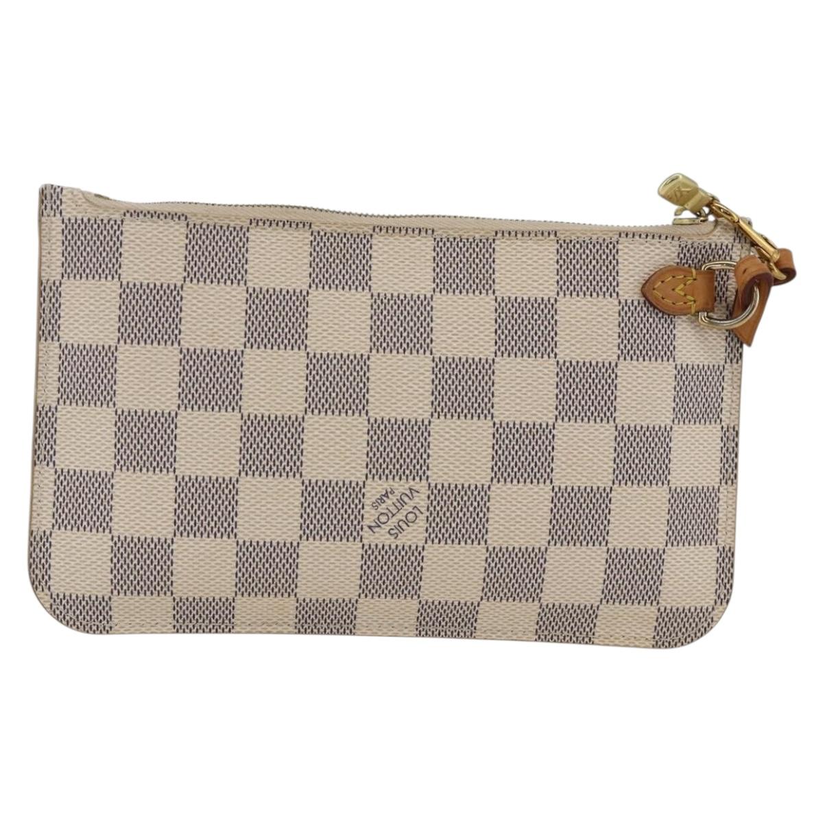 LOUIS VUITTON Damier Azur Neverfull PM Pouch Accessory Pouch LV Auth BA11621
