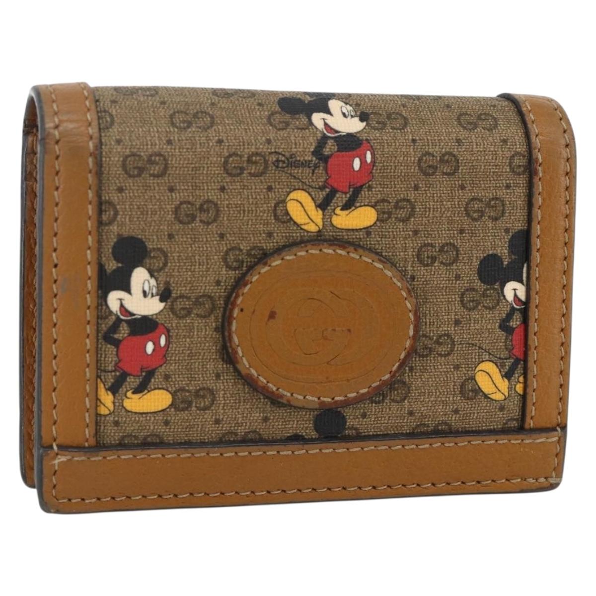 GUCCI Micro GG Supreme Wallet PVC GUCCIxDisney Beige Gold 602534 Auth BA11628A