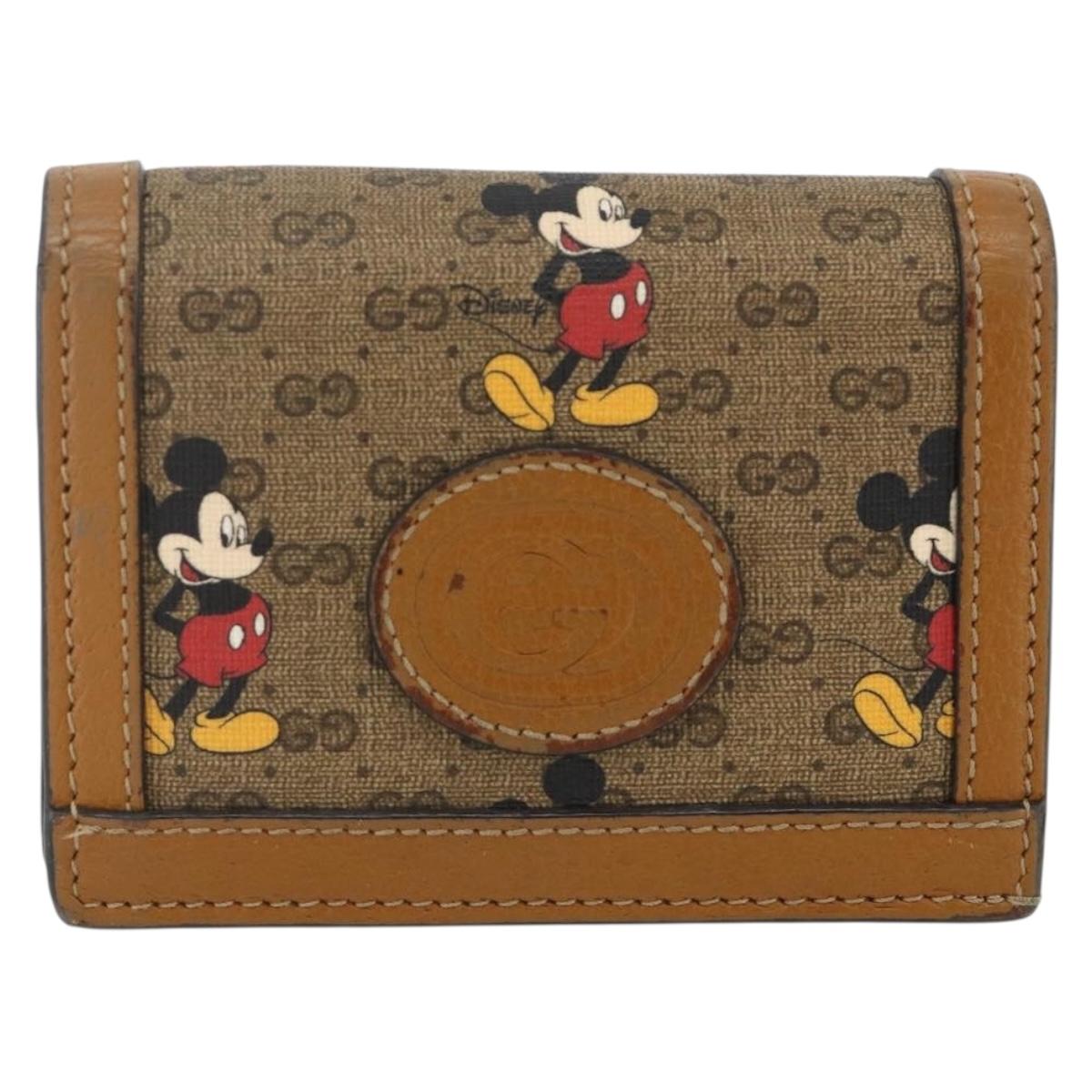 GUCCI Micro GG Supreme Wallet PVC GUCCIxDisney Beige Gold 602534 Auth BA11628A