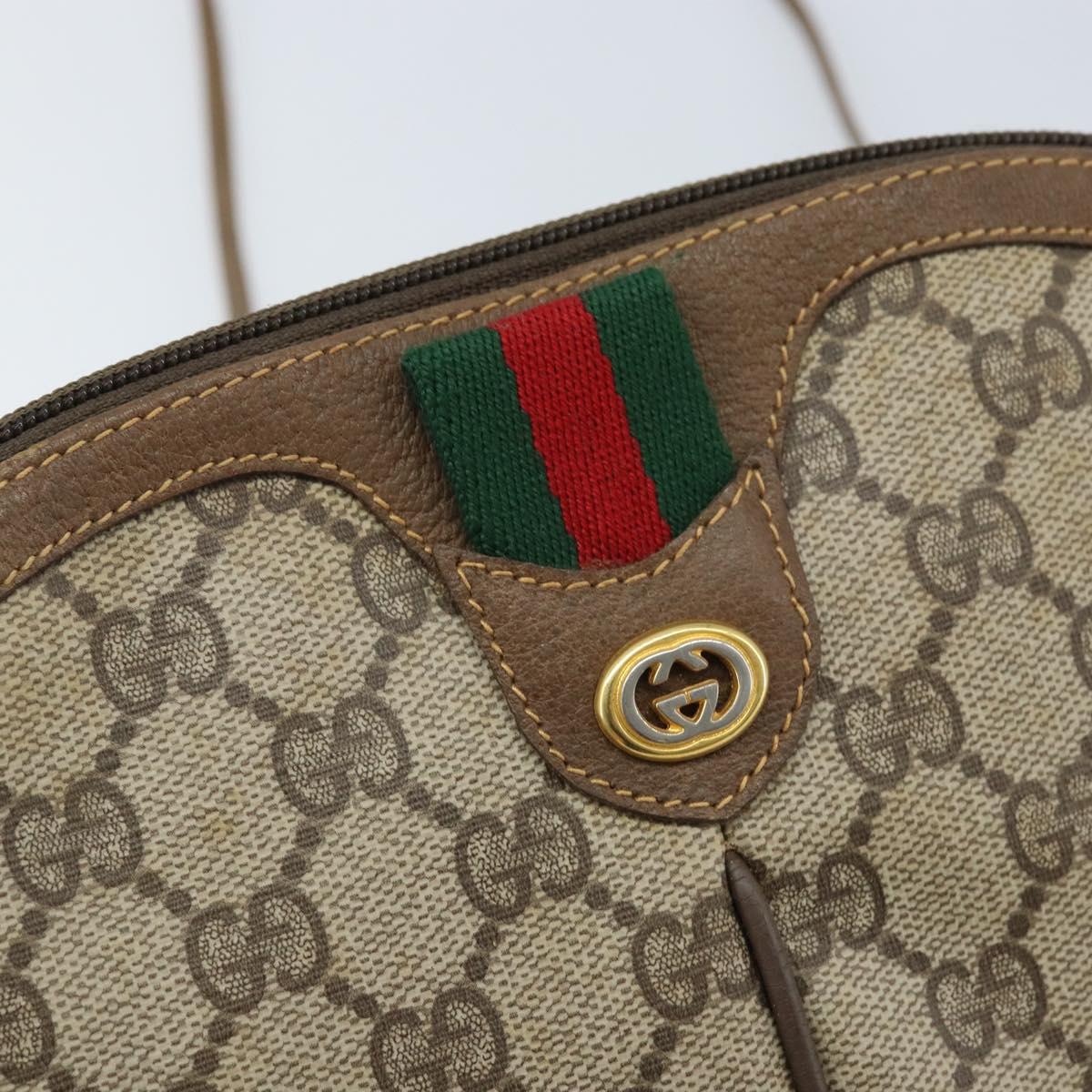 GUCCI GG Supreme Web Sherry Line Bag PVC Beige Gold 904 02 047 Auth BA11637