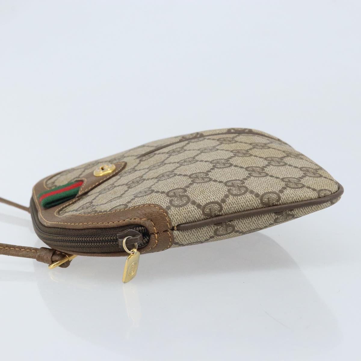 GUCCI GG Supreme Web Sherry Line Bag PVC Beige Gold 904 02 047 Auth BA11637