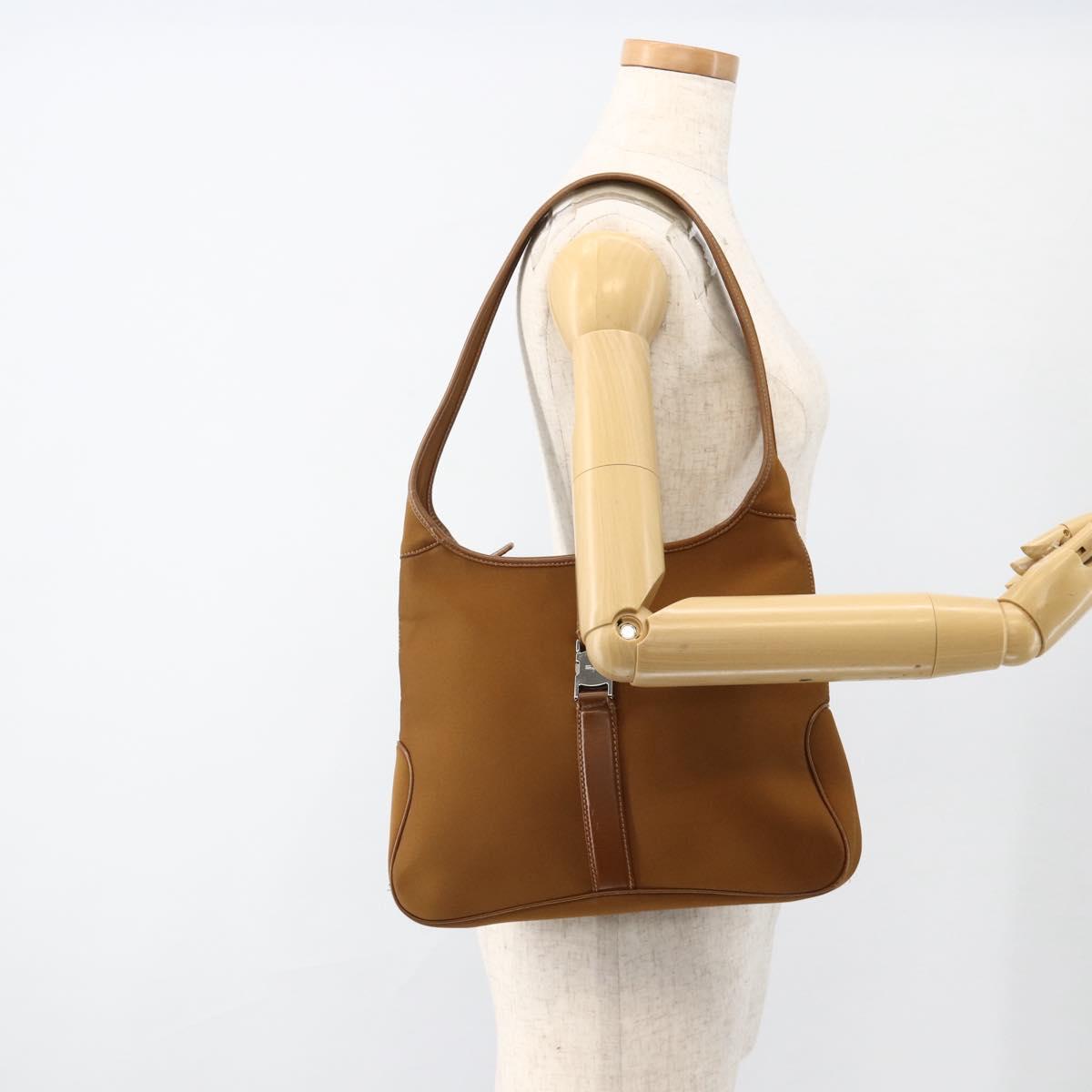 Salvatore Ferragamo Shoulder Bag Nylon Brown Silver Auth BA11638