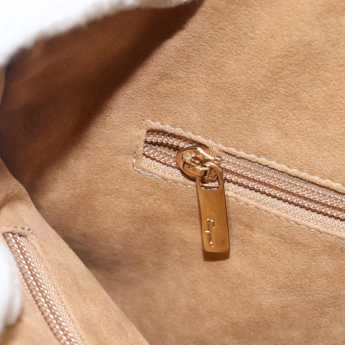 Salvatore Ferragamo Tote Bag Canvas Beige Gold Auth BA11639