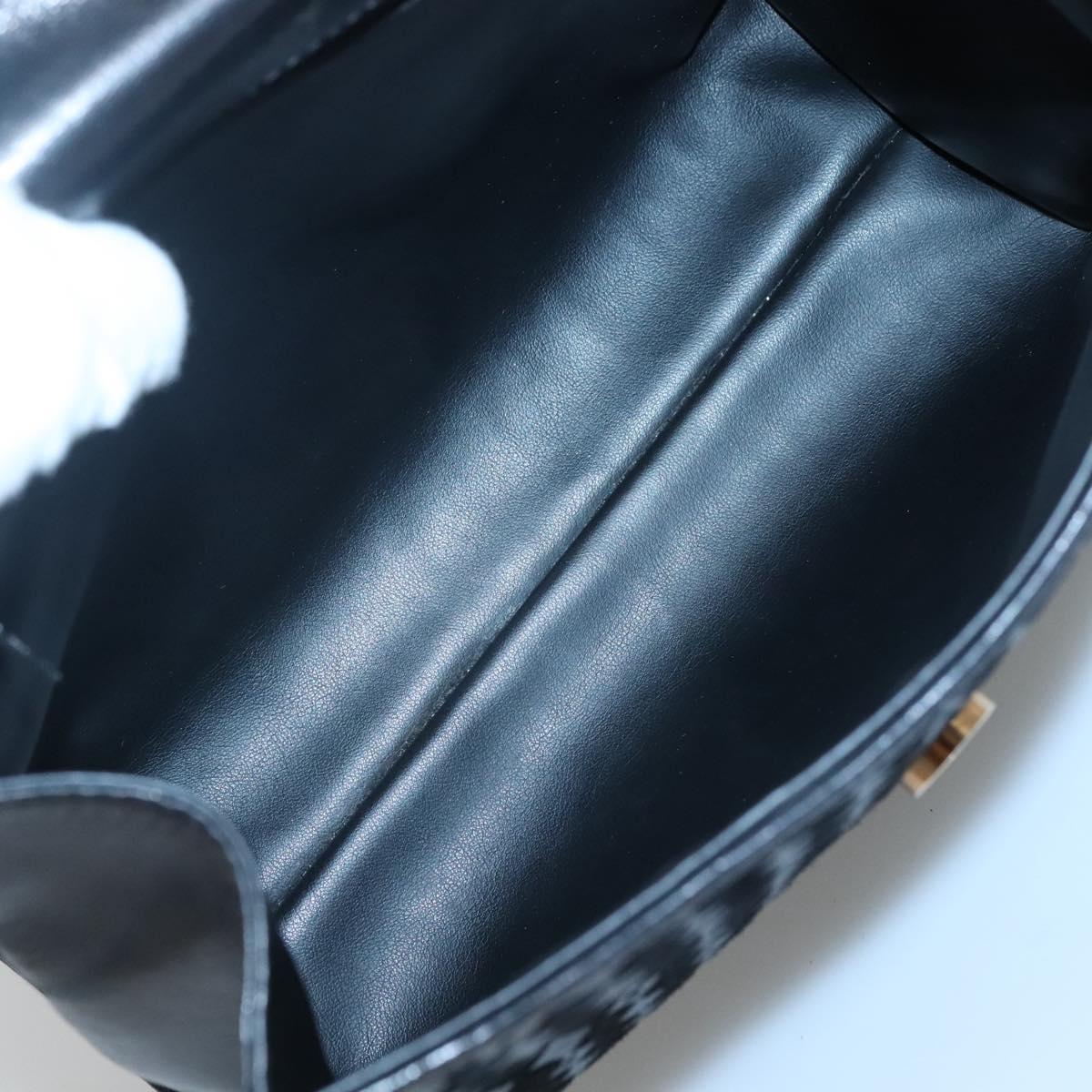 BALLY Hand Bag Leather Black Gold Auth BA1164