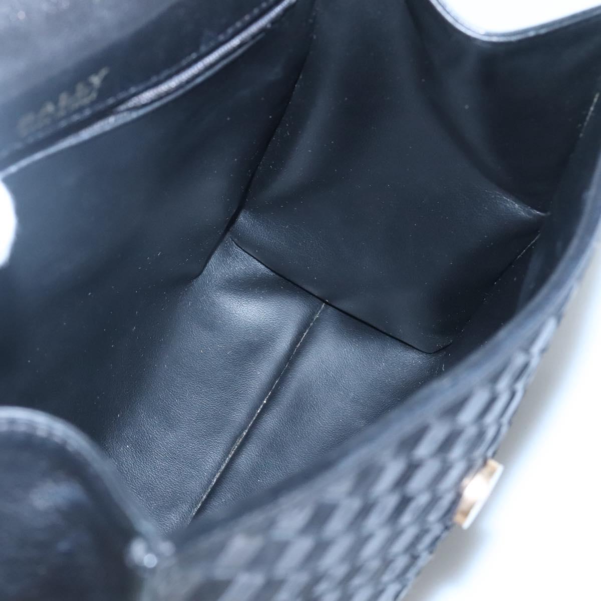 BALLY Hand Bag Leather Black Gold Auth BA1164