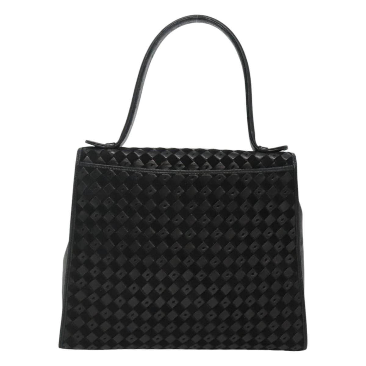 BALLY Hand Bag Leather Black Gold Auth BA1164