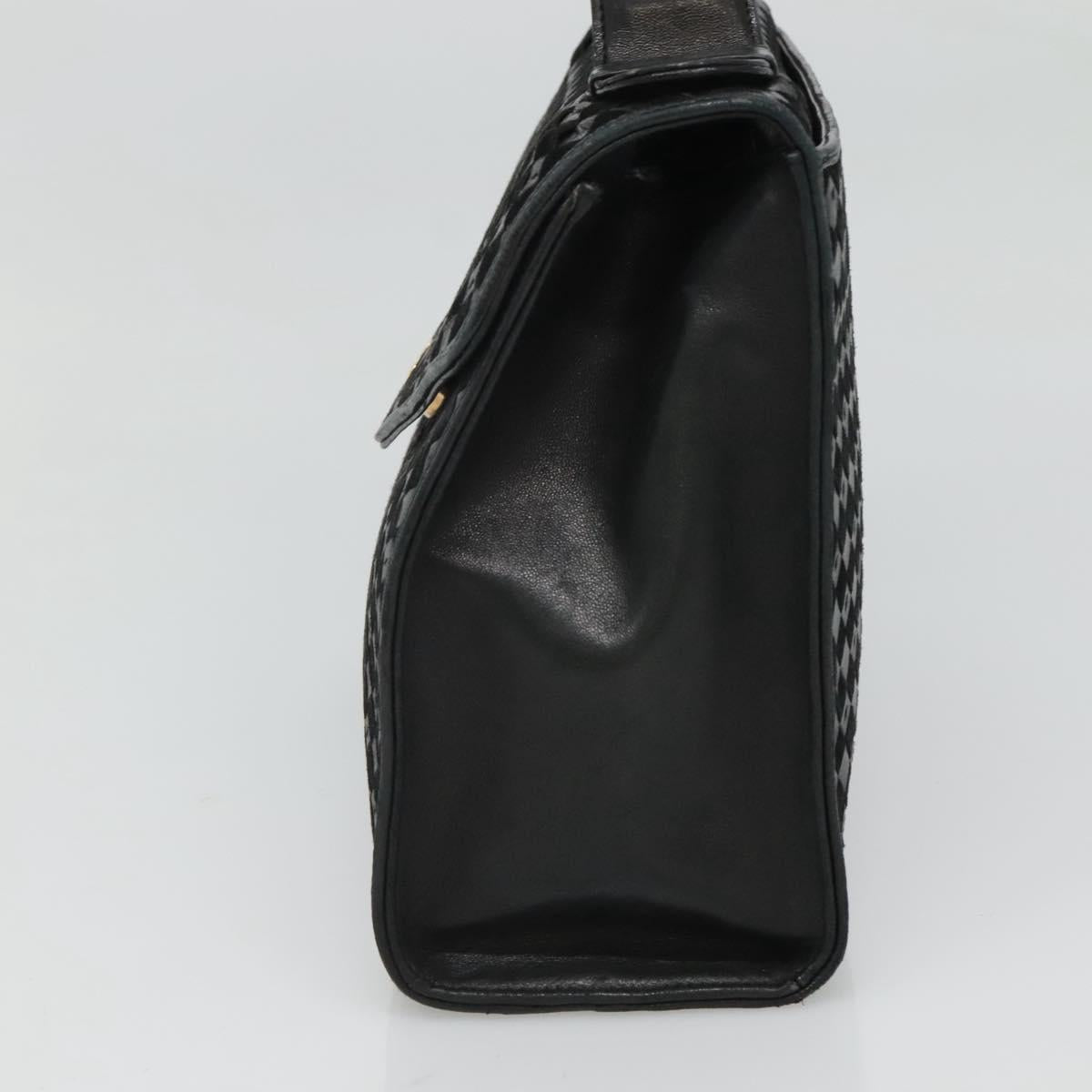 BALLY Hand Bag Leather Black Gold Auth BA1164