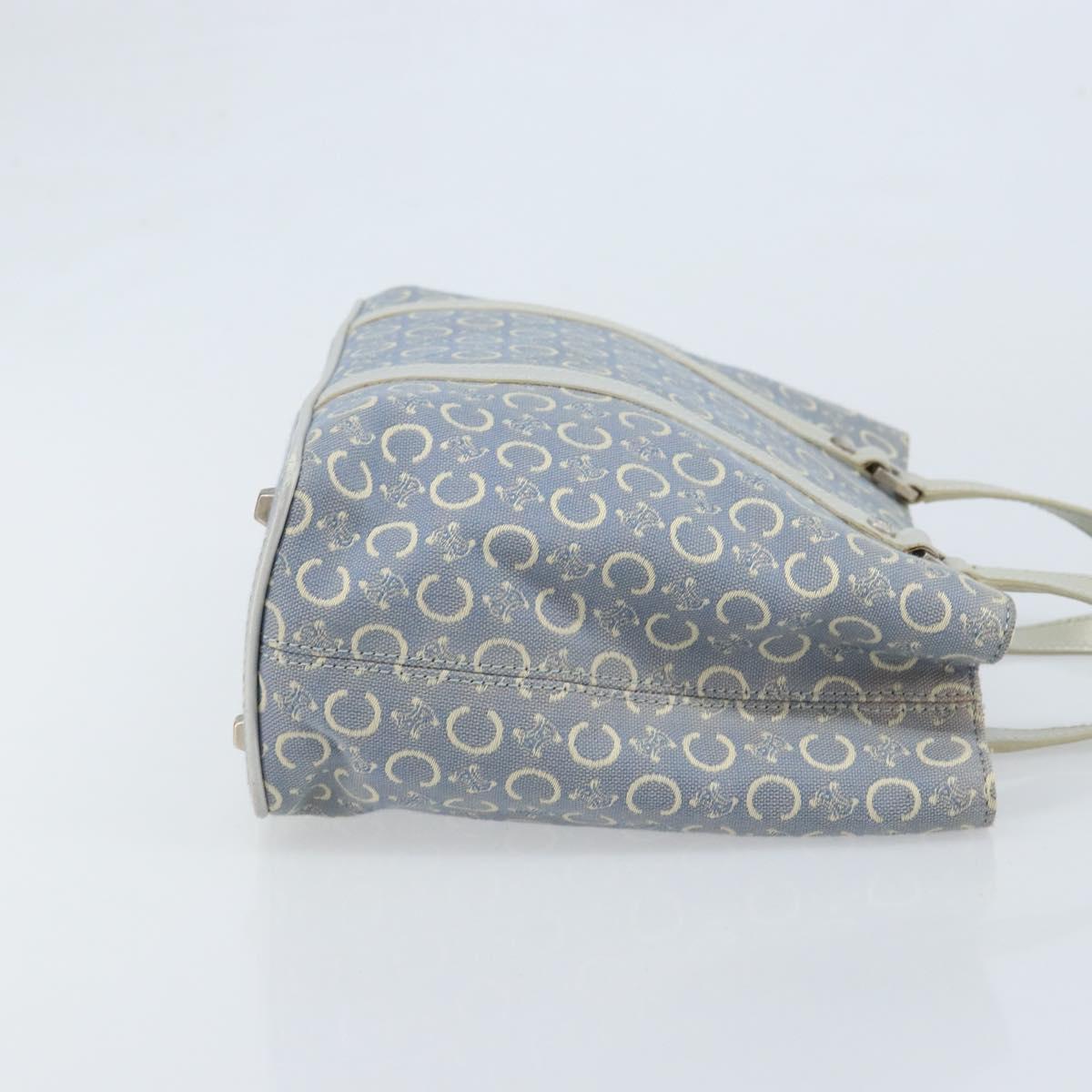 CELINE C Macadam Canvas Hand Bag Light Blue Silver Auth BA11640