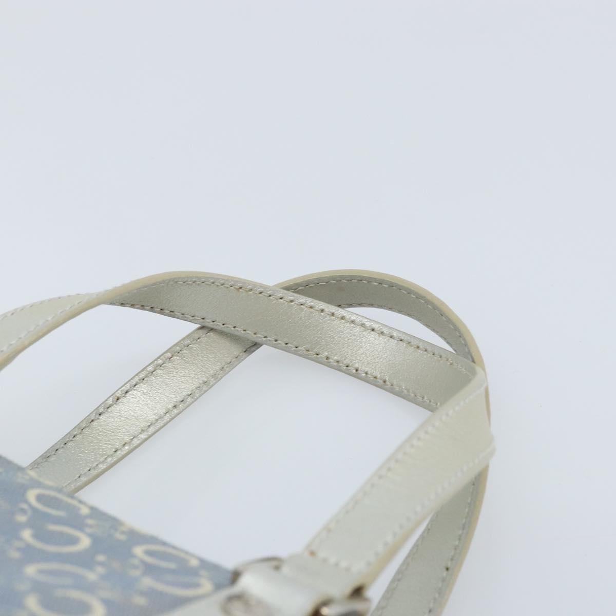CELINE C Macadam Canvas Hand Bag Light Blue Silver Auth BA11640