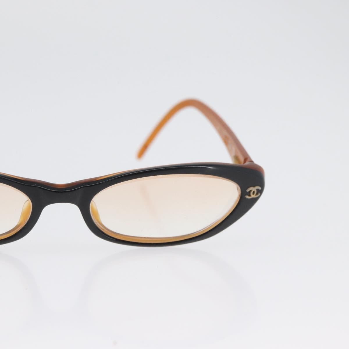 CHANEL Glasses plastic 2 Set Brown Beige CC Auth BA11642