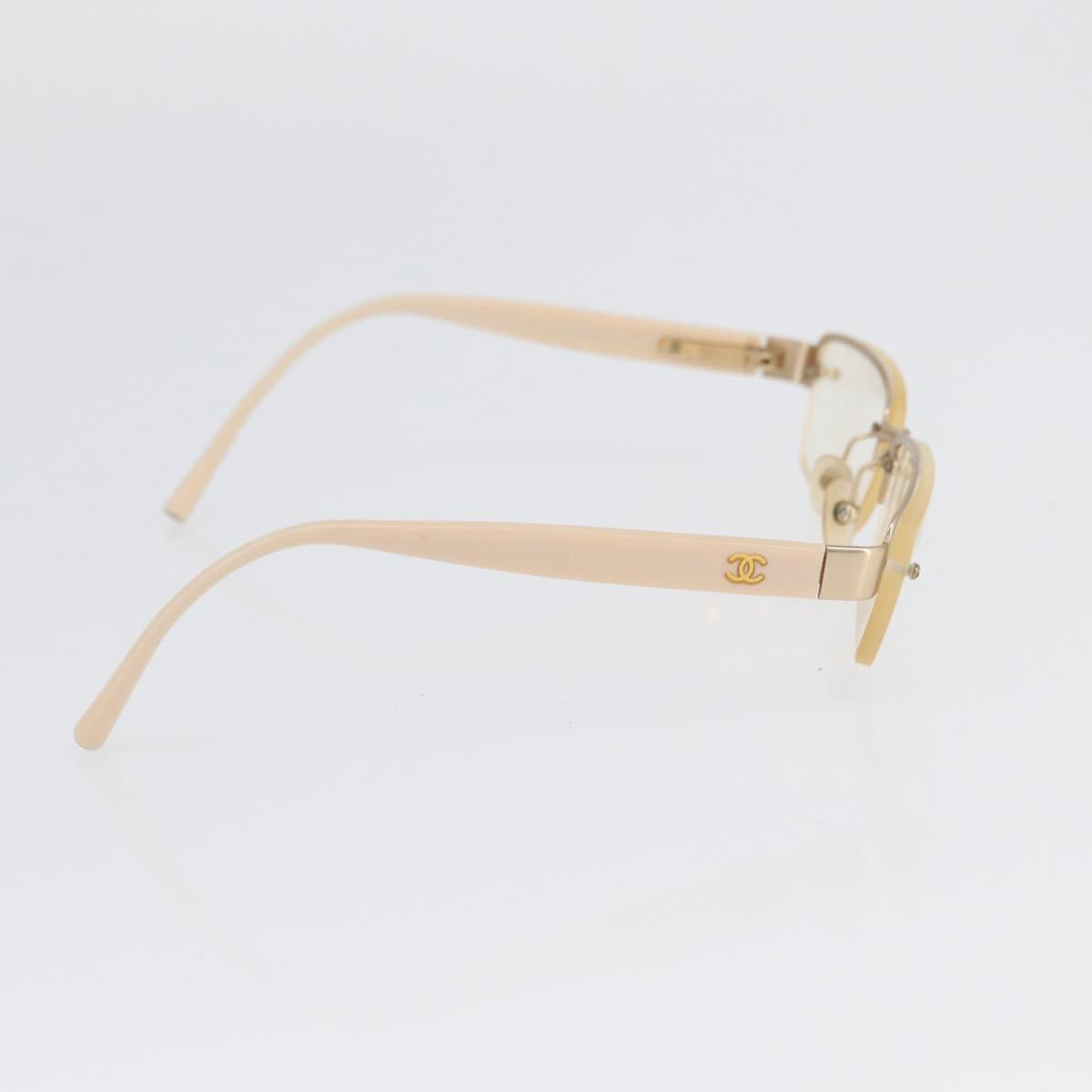 CHANEL Glasses plastic 2 Set Brown Beige CC Auth BA11642