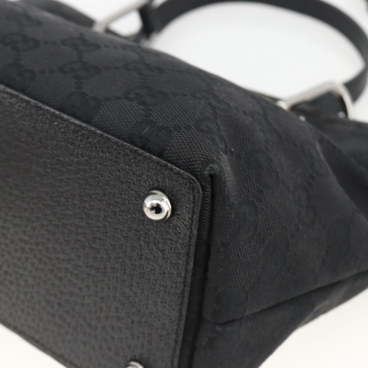 GUCCI GG Canvas Hand Bag Black Silver 120844 Auth BA11644