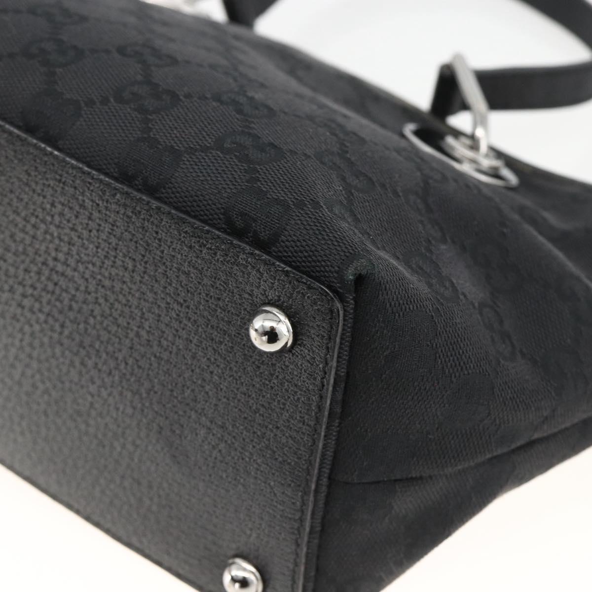 GUCCI GG Canvas Hand Bag Black Silver 120844 Auth BA11644