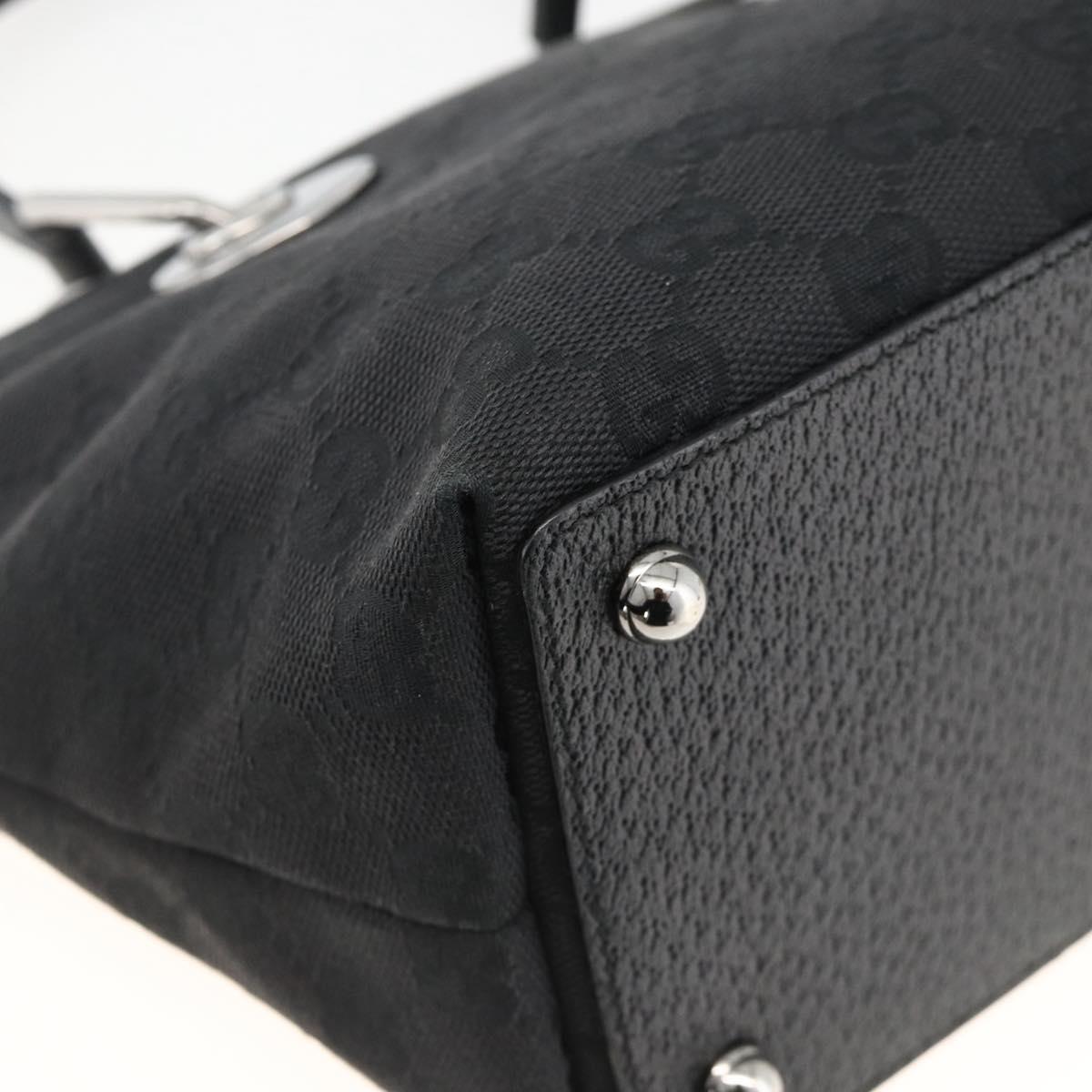 GUCCI GG Canvas Hand Bag Black Silver 120844 Auth BA11644