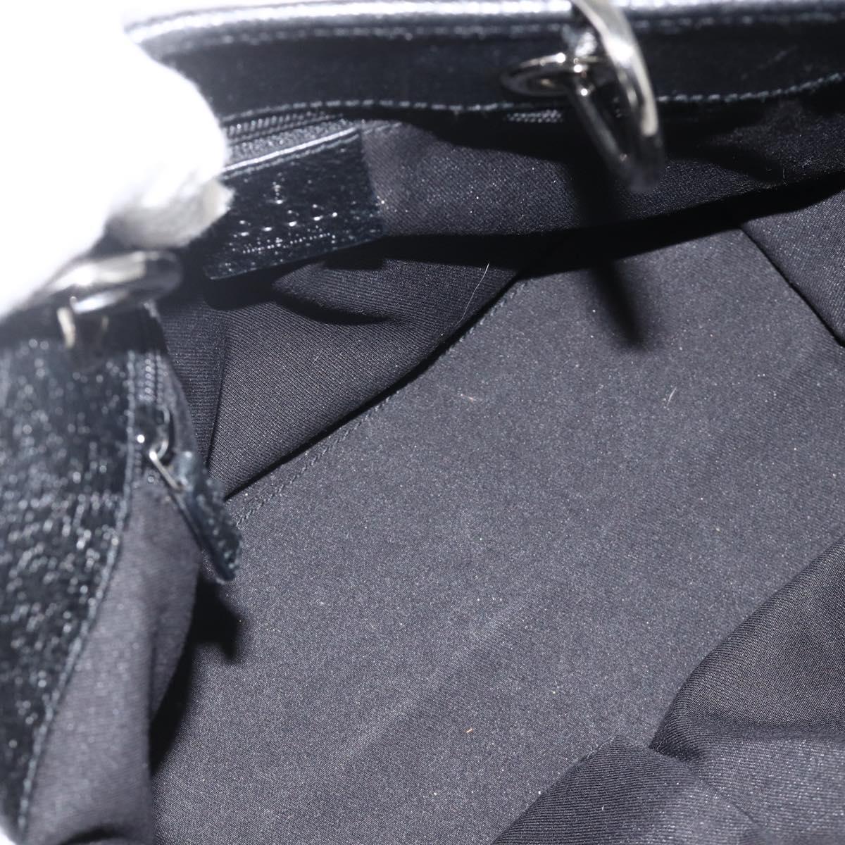 GUCCI GG Canvas Hand Bag Black Silver 120844 Auth BA11644
