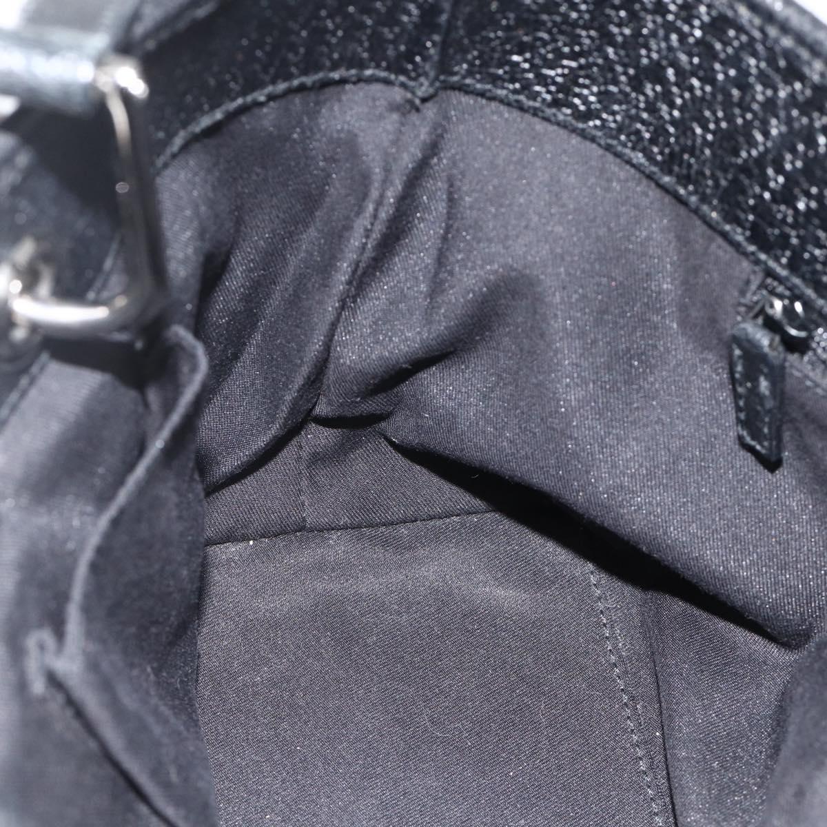 GUCCI GG Canvas Hand Bag Black Silver 120844 Auth BA11644