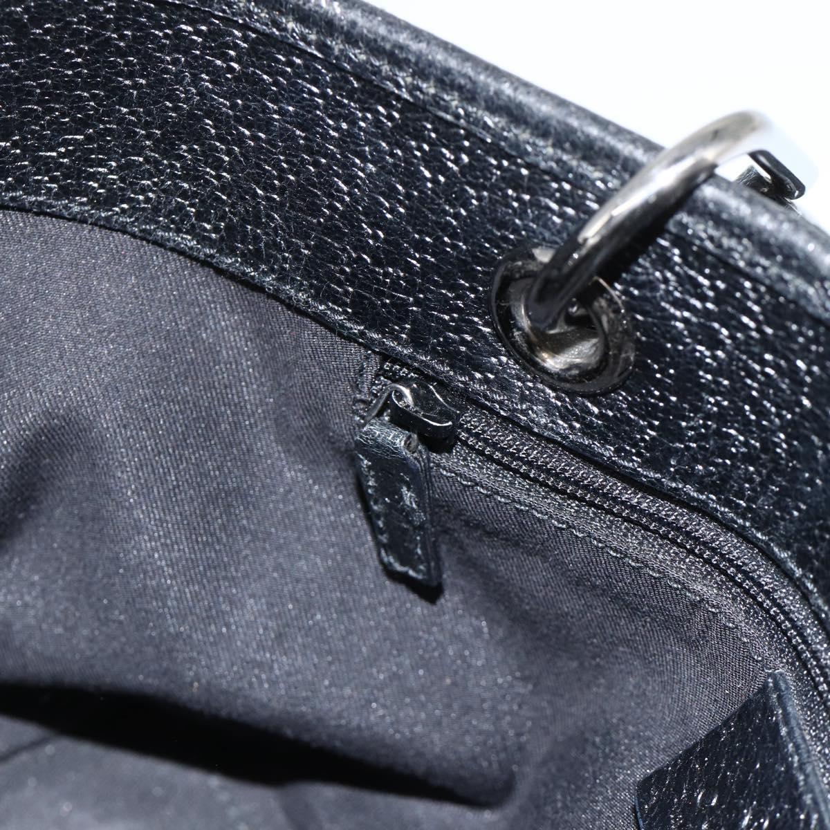 GUCCI GG Canvas Hand Bag Black Silver 120844 Auth BA11644