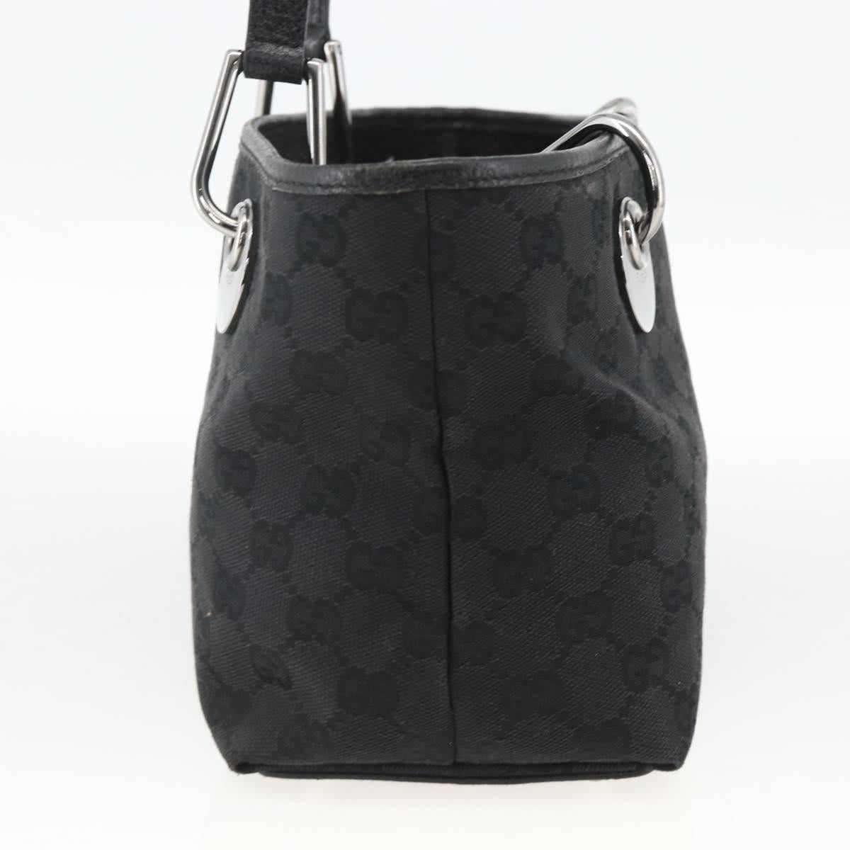 GUCCI GG Canvas Hand Bag Black Silver 120844 Auth BA11644