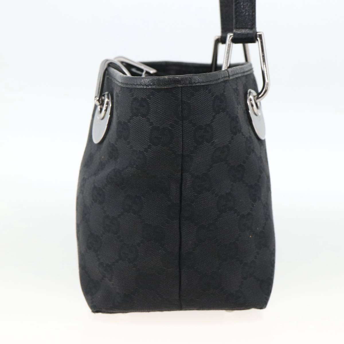 GUCCI GG Canvas Hand Bag Black Silver 120844 Auth BA11644