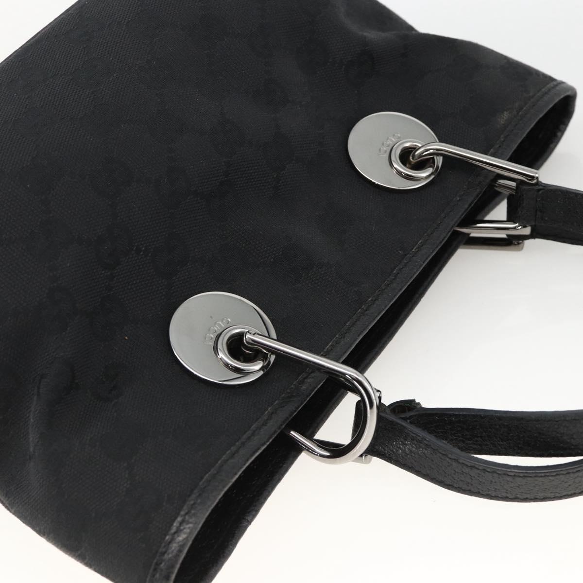 GUCCI GG Canvas Hand Bag Black Silver 120844 Auth BA11644