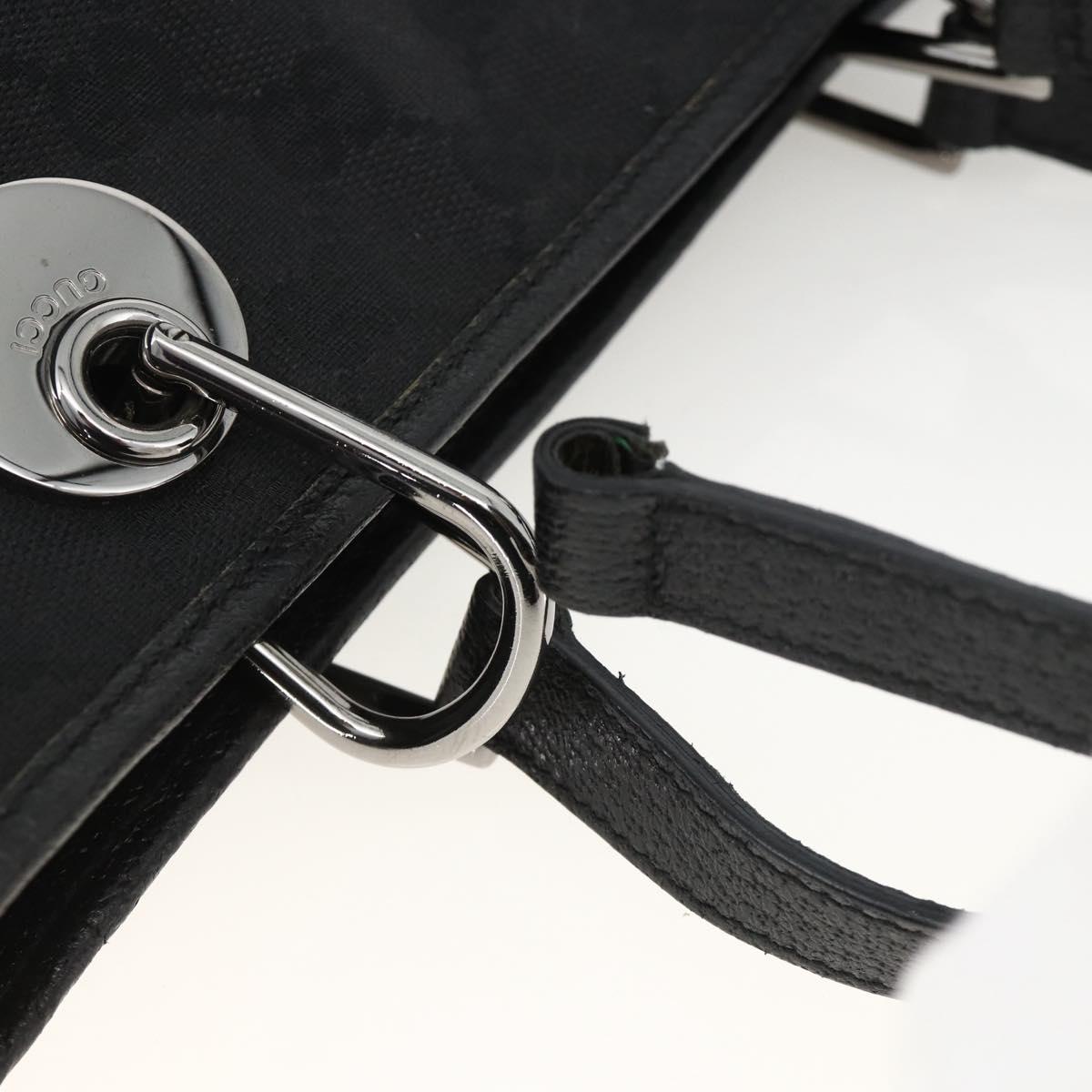 GUCCI GG Canvas Hand Bag Black Silver 120844 Auth BA11644