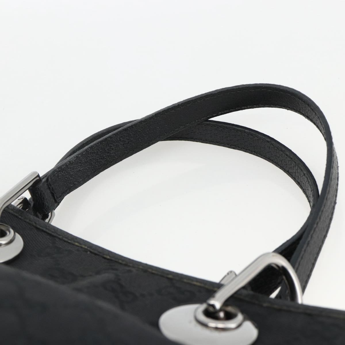 GUCCI GG Canvas Hand Bag Black Silver 120844 Auth BA11644