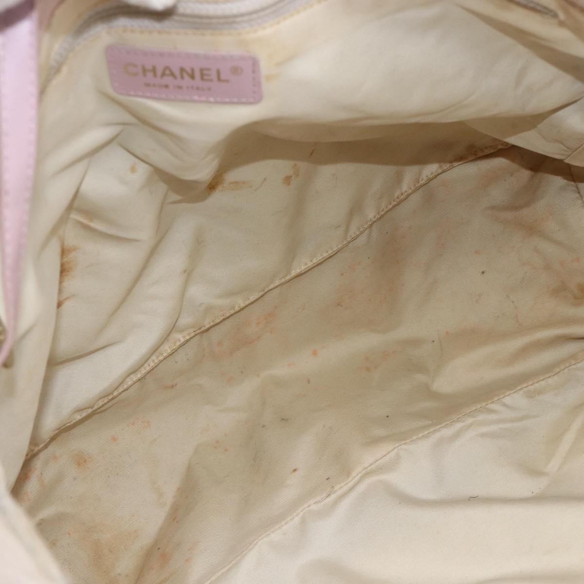 CHANEL New Travel Line Tote Bag Nylon Pink Gold CC Auth BA11645