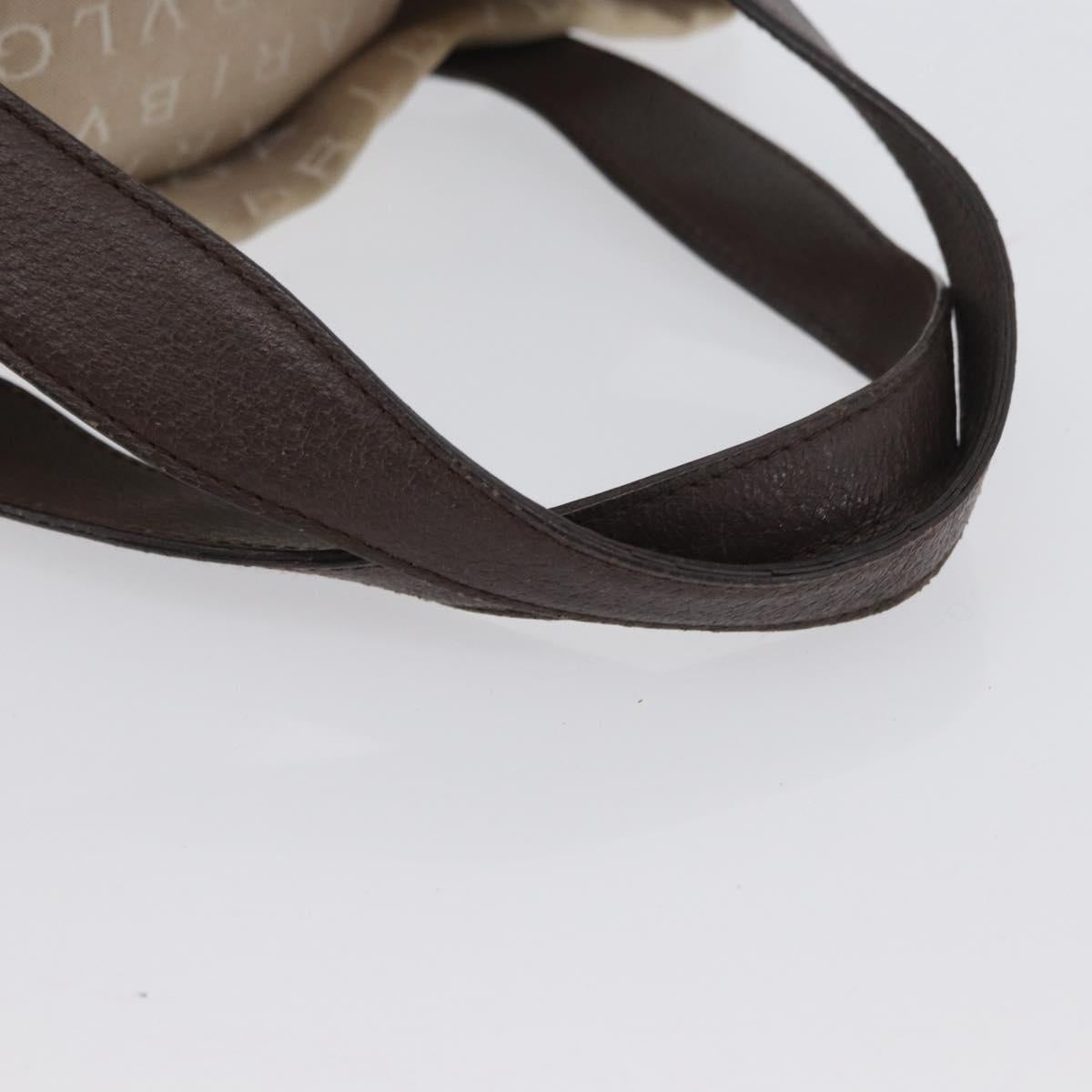 BVLGARI Tote Bag Canvas Beige Silver Auth BA11649
