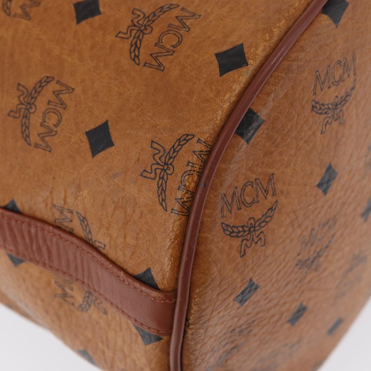 MCM Vicetos Logogram Shoulder Bag PVC Leather Brown Gold Auth BA11651