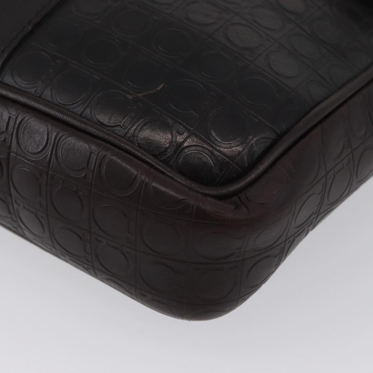 Salvatore Ferragamo Shoulder Bag Leather Black Gold Auth BA11653