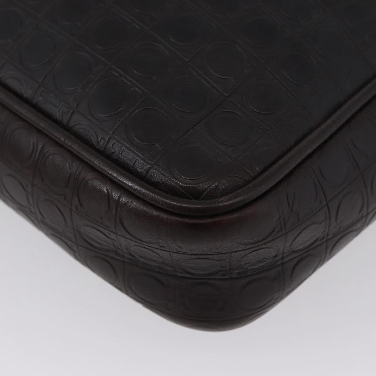 Salvatore Ferragamo Shoulder Bag Leather Black Gold Auth BA11653