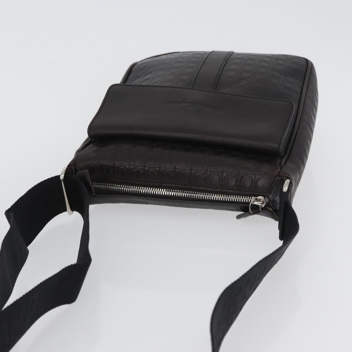 Salvatore Ferragamo Shoulder Bag Leather Black Gold Auth BA11653