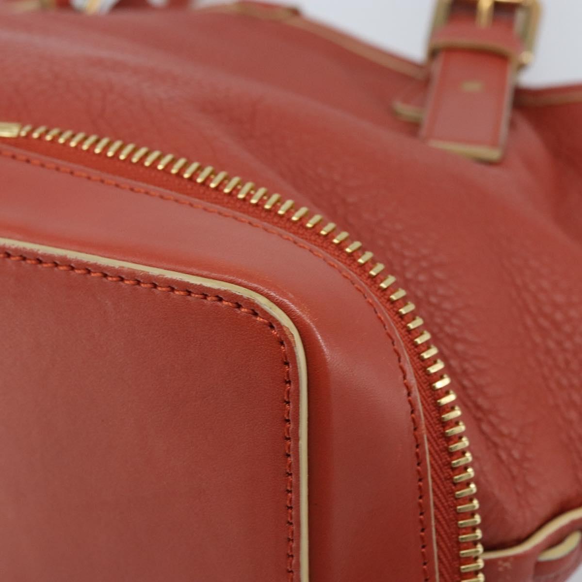 Chloe Hand Bag Leather Red Gold Auth BA11654